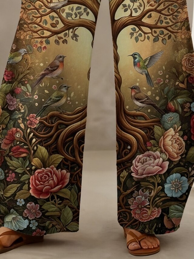 Women's Wide Leg Chinos Pants Trousers Vacation Vintage