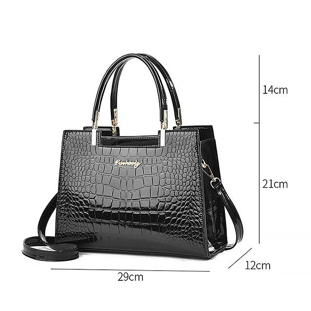 Leather | Handbag Crocodile Elegant Women's Pattern Black