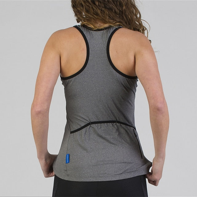 Women's Cycling Vest Solid Color Short Sleeve Bike Top with