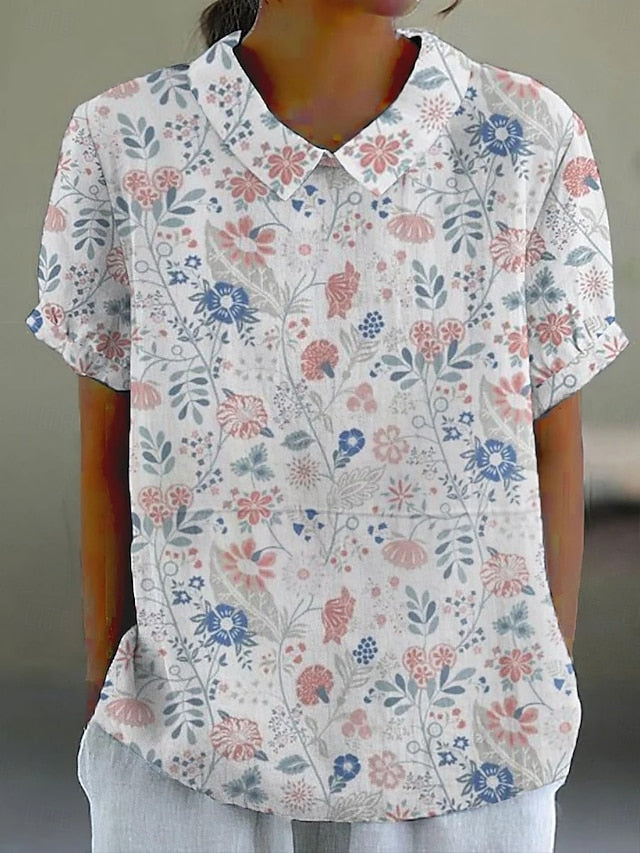 Women's Shirt Buttons Print Floral Daily Casual Short