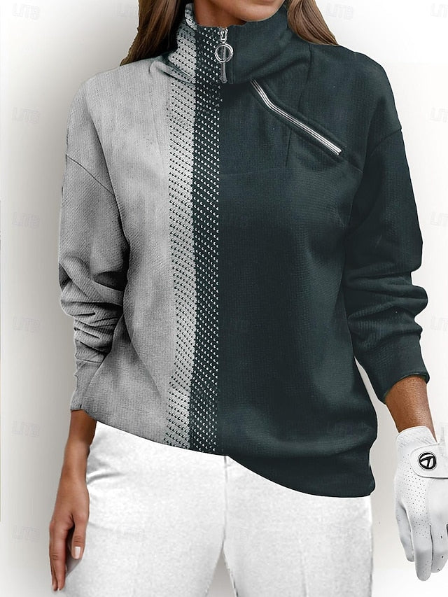 Women's Golf Pullover Sweatshirt Black Blue Rose Red Long