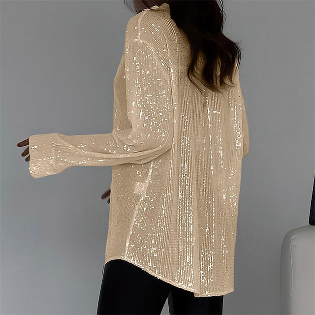 Women's Blouse Dressy Tops Sequin Tops Ruched Sequins