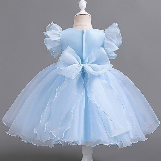 Floral Sequin Party Wedding Kids Girls' Sleeveless Dress