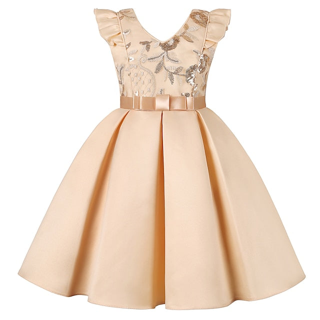 Formal Color Dress Kids Party Girls' Sleeveless Solid