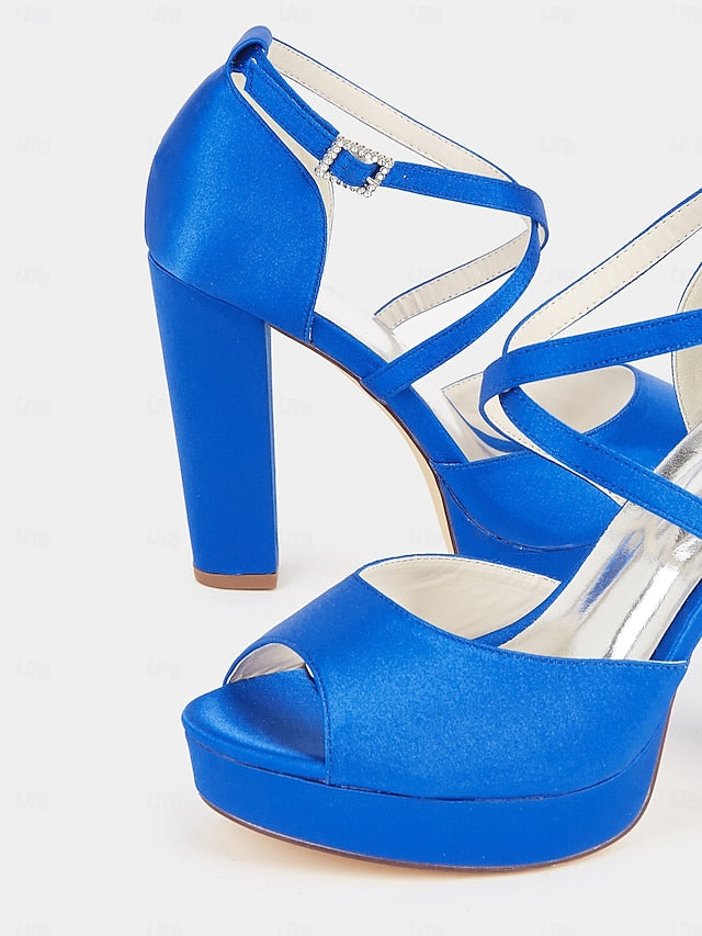 Satin High Heel and with Peep Women's Toe Platform Sandals
