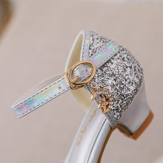 Glitters Little Rubber Shoes PU Heels Girls' Princess Party