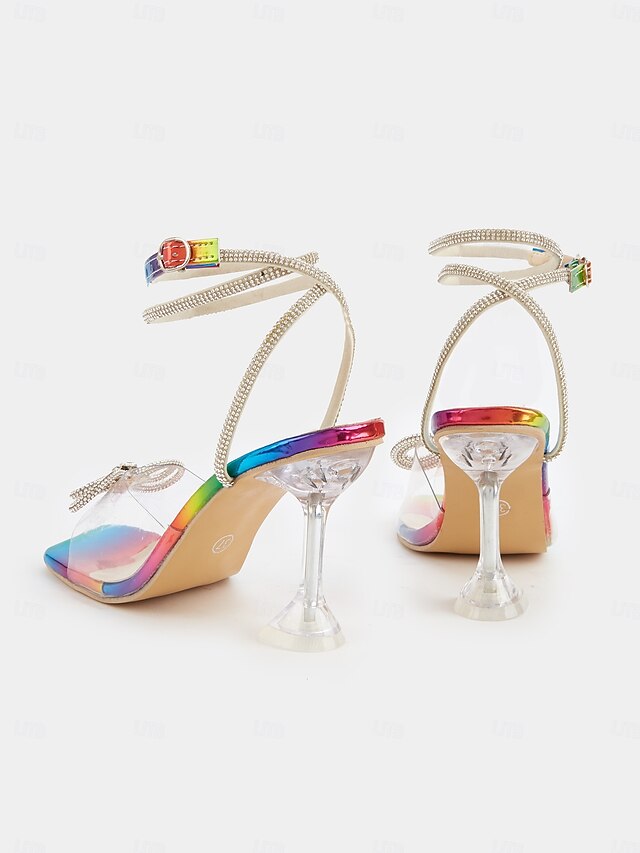 Heels High - Bow Colorful Crystal with Rainbow Clear Detail Heel