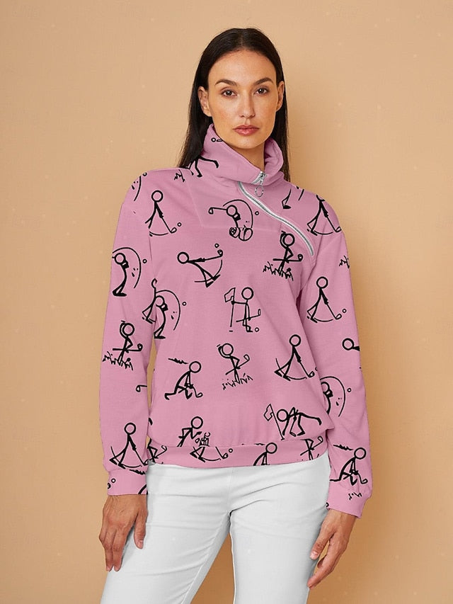 Women's Golf Pullover Sweatshirt Yellow Long Sleeve Top