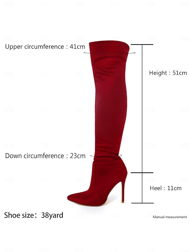 Pointed Over-the-Knee Suede - Toe Women's Red Boots