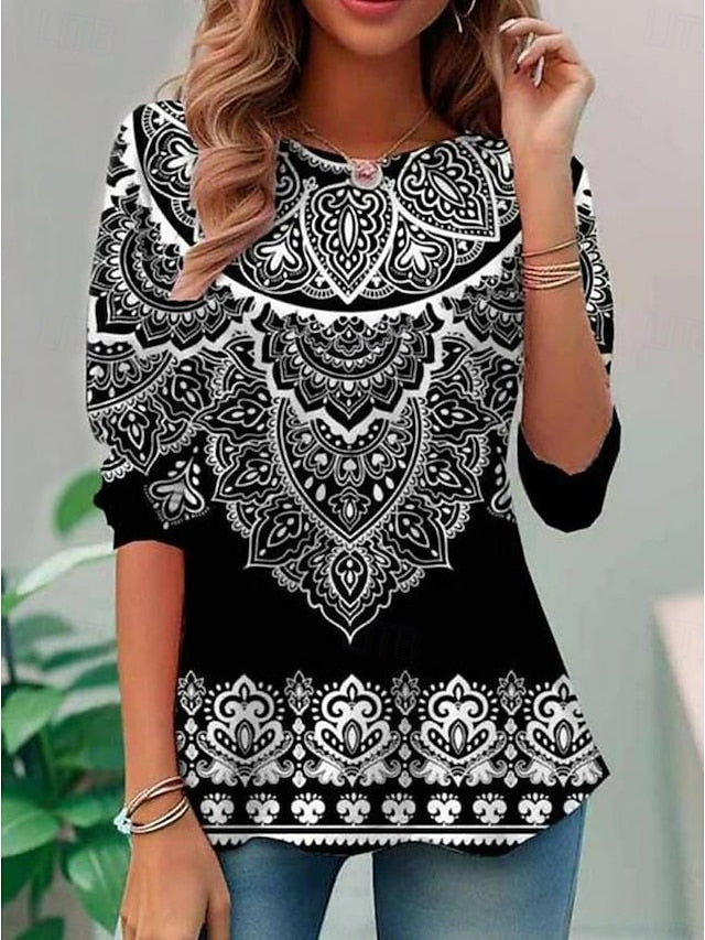 Women's T shirt Long Sleeve Crew Neck Long Sleeve Tunic