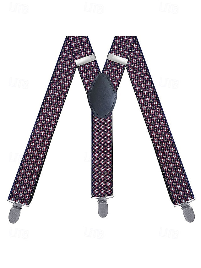 – Suspenders Classic Pattern Clip-On Argyle Men's