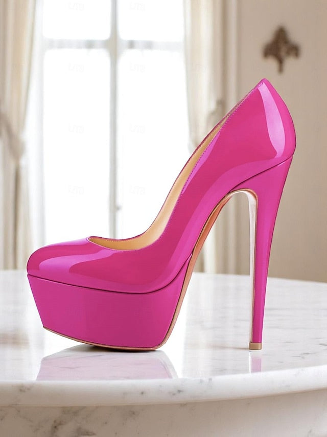 Platform Heels Patent Women's with Pointed-Toe and Black