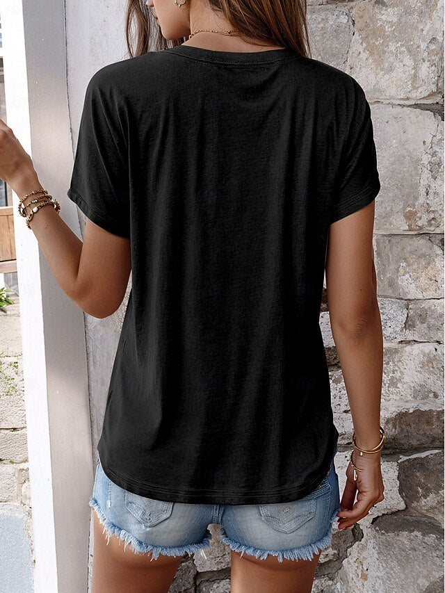 Women's T Shirt Cotton Shirt Print Rooster Letter Casual