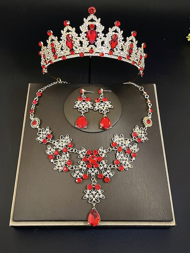 Elegant – Rhinestone and Jewelry Silver Set Women's Tiara