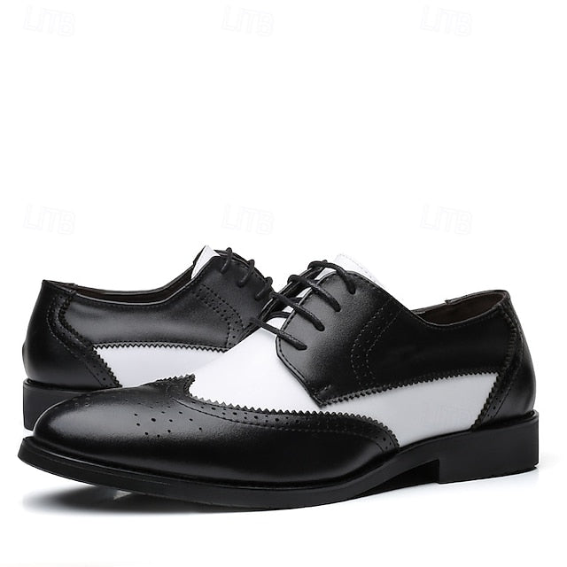 Oxford White Brogue with Black and Men's Shoes