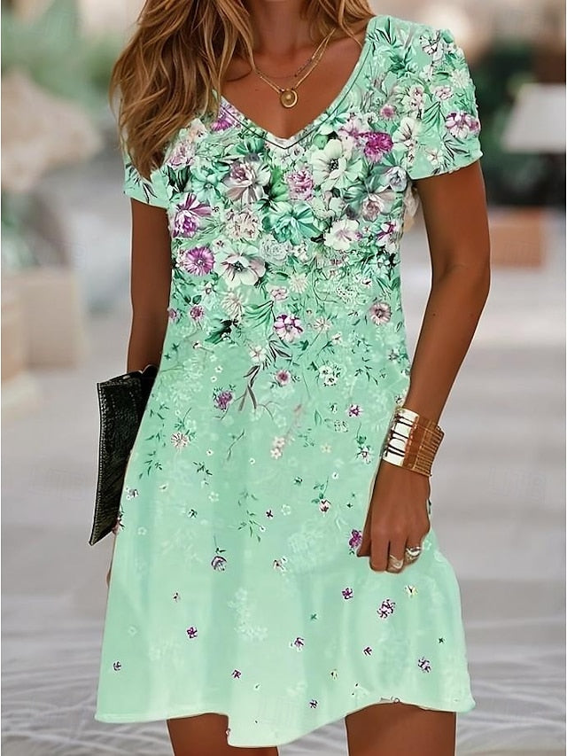 Women's Mini Dress T Shirt Dress Tee Dress Sundress A Line