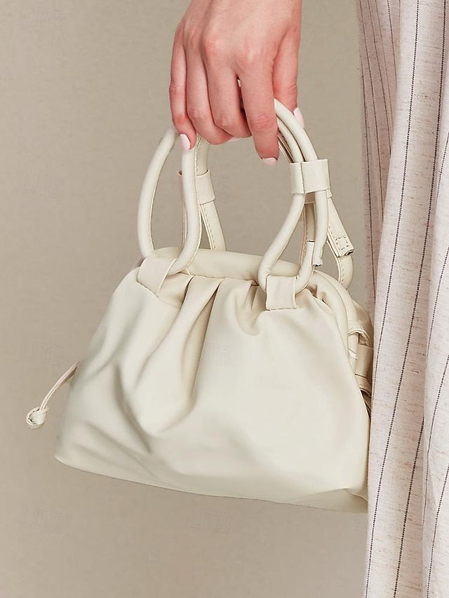 Elegant Women's Handbag Closure Cream Drawstring with –