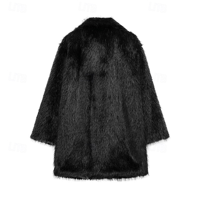 Fur Pocket Women's Furs Coat Faux Comfortable Warm