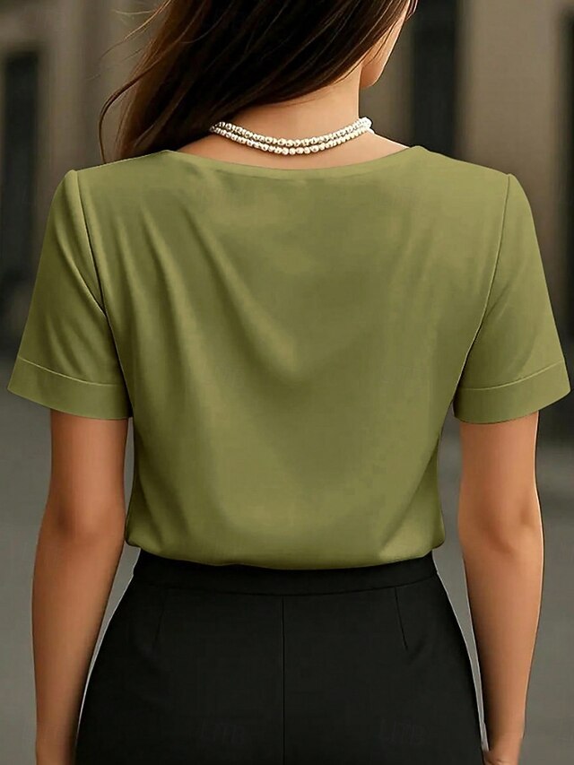 Women's Blouse Solid Color Elegant Stylish Basic Short