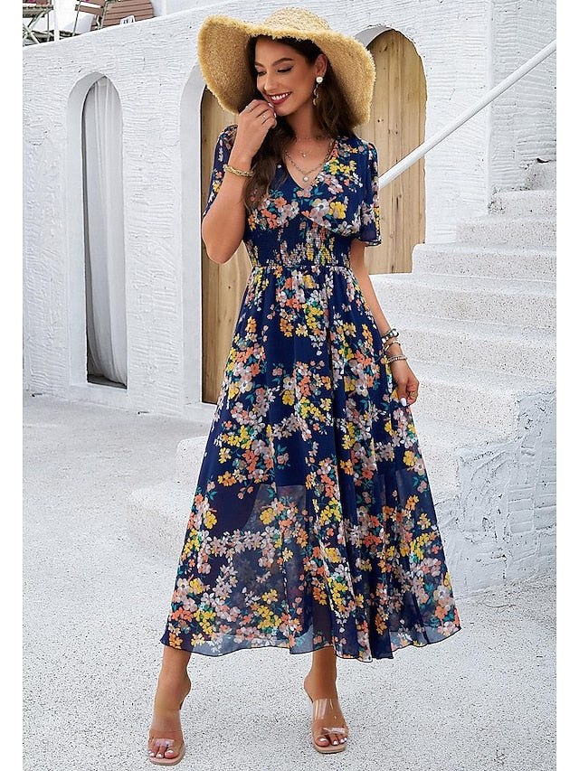 Women's Sheath Dress Chiffon Dress Sundress Floral Graphic