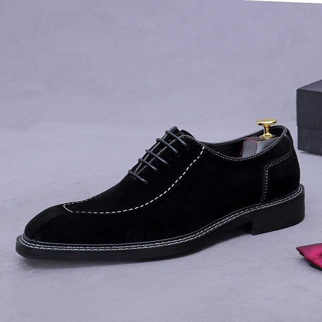 Leather Derby - Classic Cowhide Shoes Men's Genuine Suede