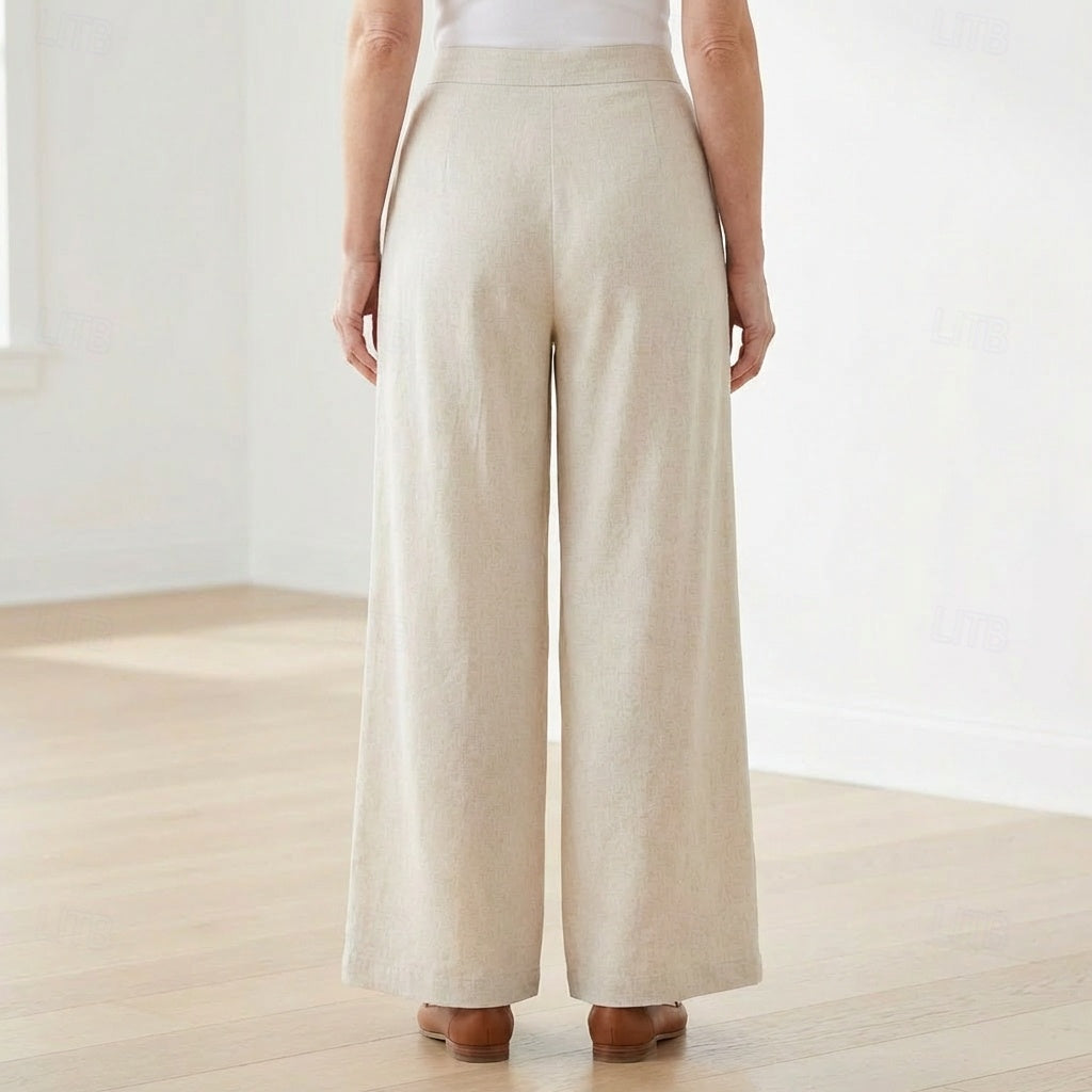 70% Linen Women's Linen Pants Wide Leg Chinos Vacation