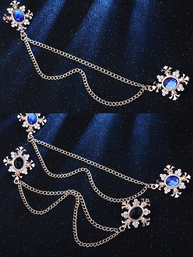 Vintage Brooch Double Elegant Chain Blue – Collar Gem