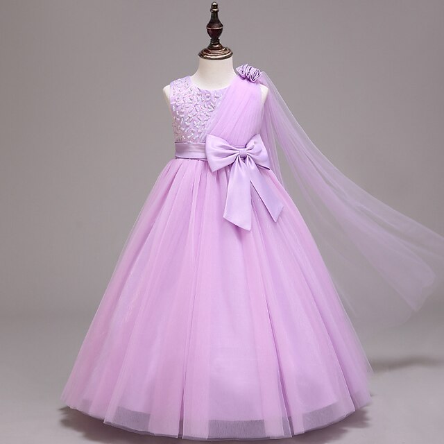 Girls' Kids Colored Flower Solid Dress Girl