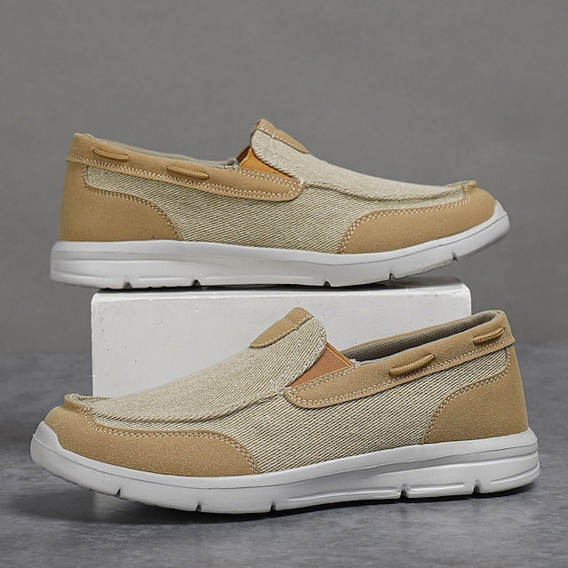 Beige Canvas – Men's Lightweight Loafers Slip-On