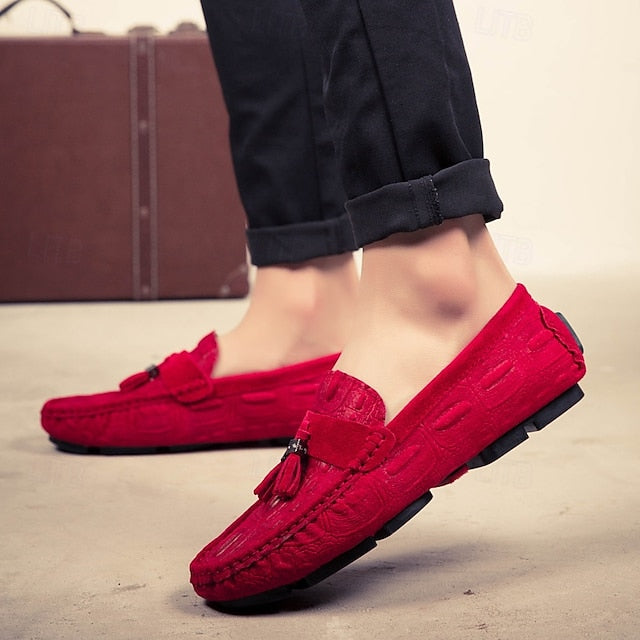 Men's Loafers Tassel with Suede Faux and Detail Brown