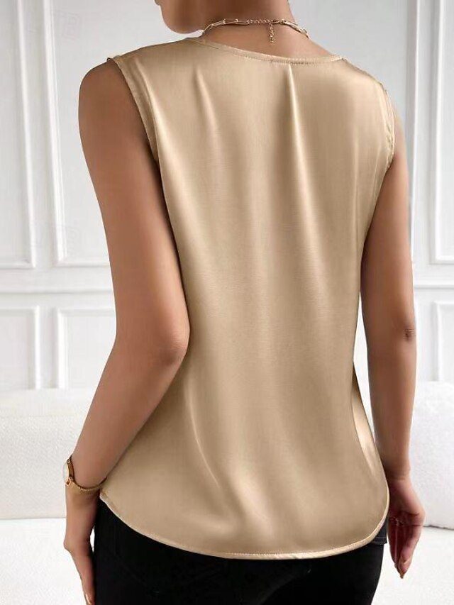 Tank Women's Black White Red Plain Cold Shoulder Daily