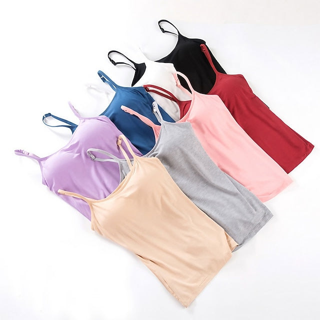 Women's Camisole Tank Top Plain Basic Sleeveless U Neck