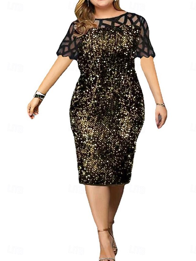 Dress Mother of the Bride Dress Elegant Crew Neck Tea Length