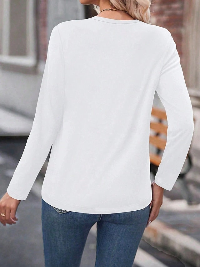 Women's T Shirt Plain Vintage Stylish Classic Long Sleeve