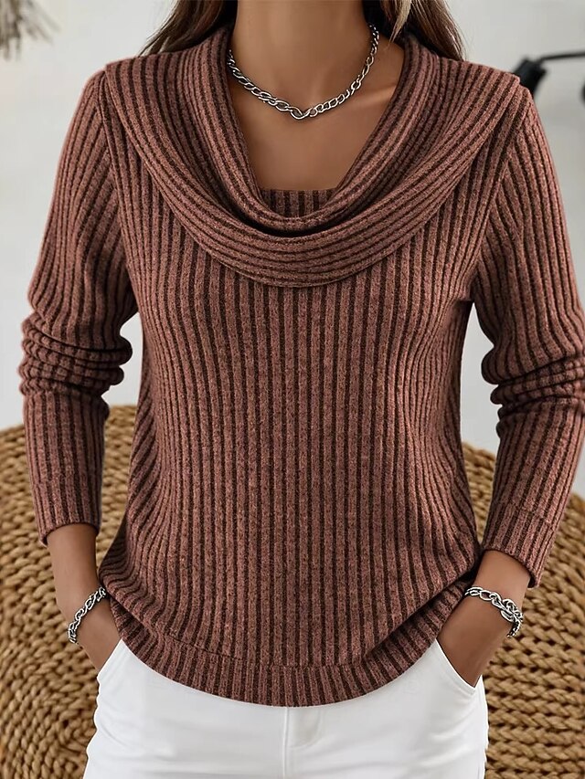Women's Tunic Elegant Stylish Classic Long Sleeve Cowl Neck
