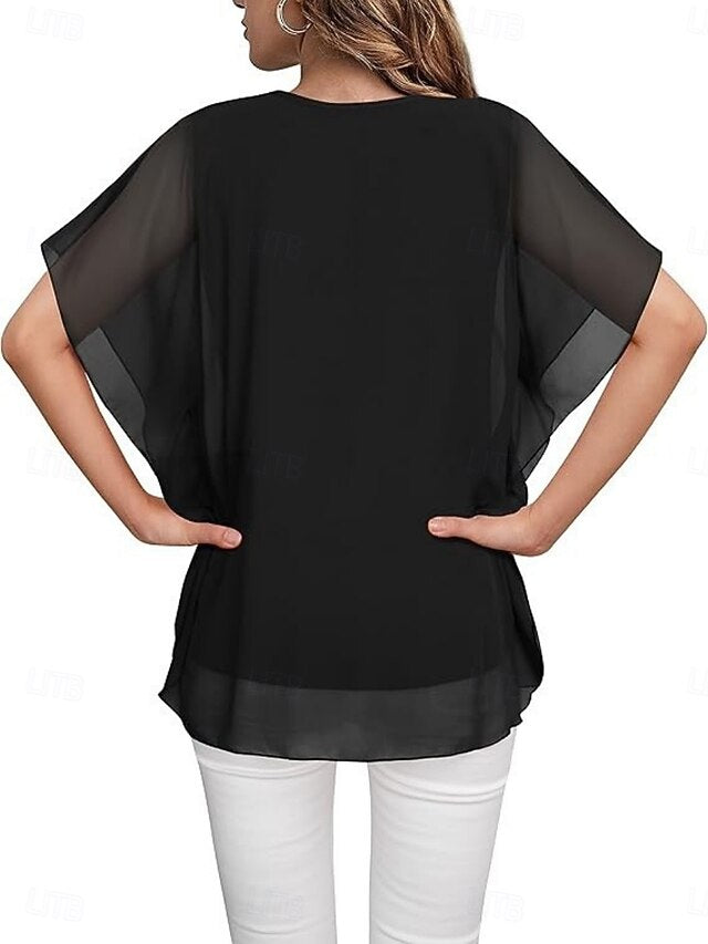 Women's Shirt Blouse Ruffle Blouse Plain Stylish Classic