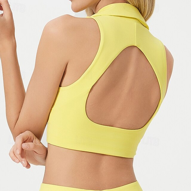 Women's Solid Colored Halter Tank Top Build-in Bra UV