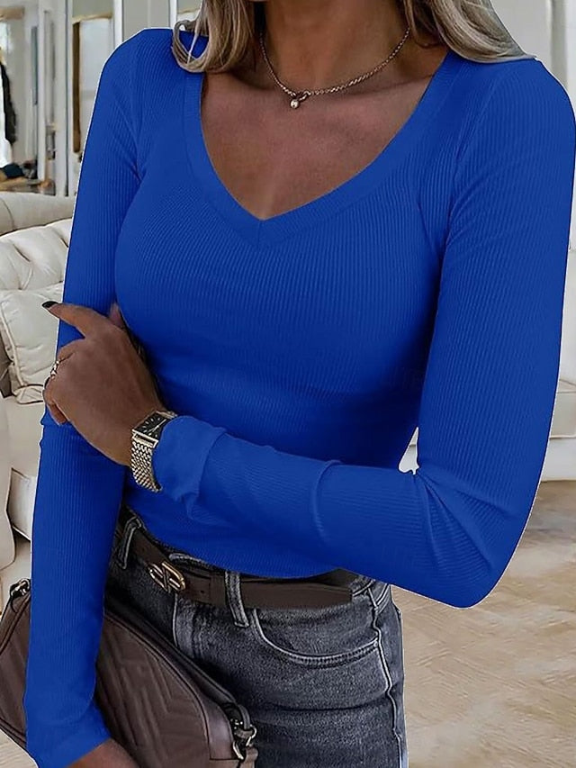 Women's T Shirt Solid Color Stylish Basic Casual Long