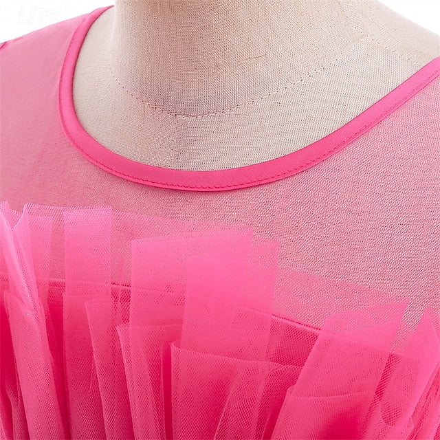 Sleeveless Party Kids Performance Solid Girls' Dress Color