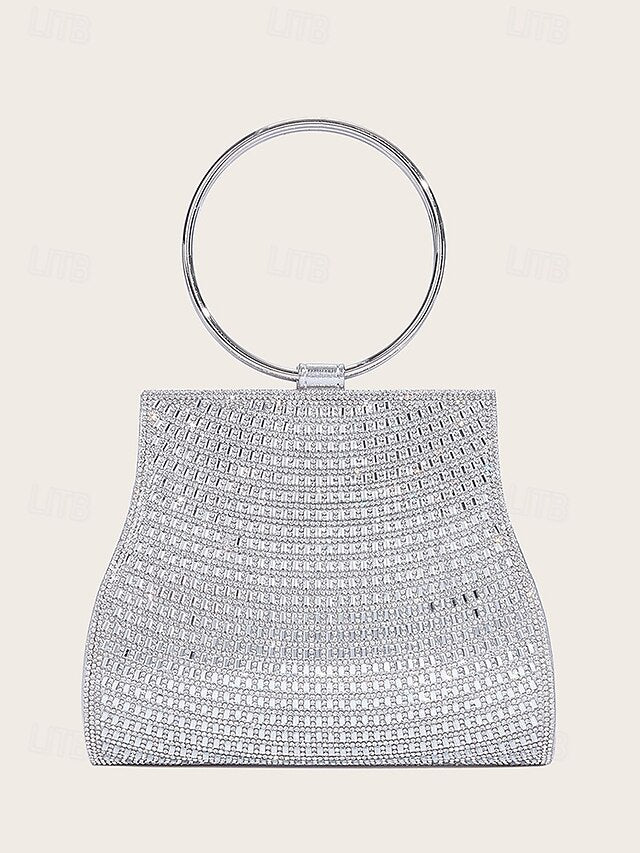 with Gold Crystal Handle Evening Clutch Ring Elegant –