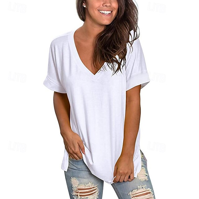 Women's T Shirt Tee Top Solid Color Graphic Plain Fashion