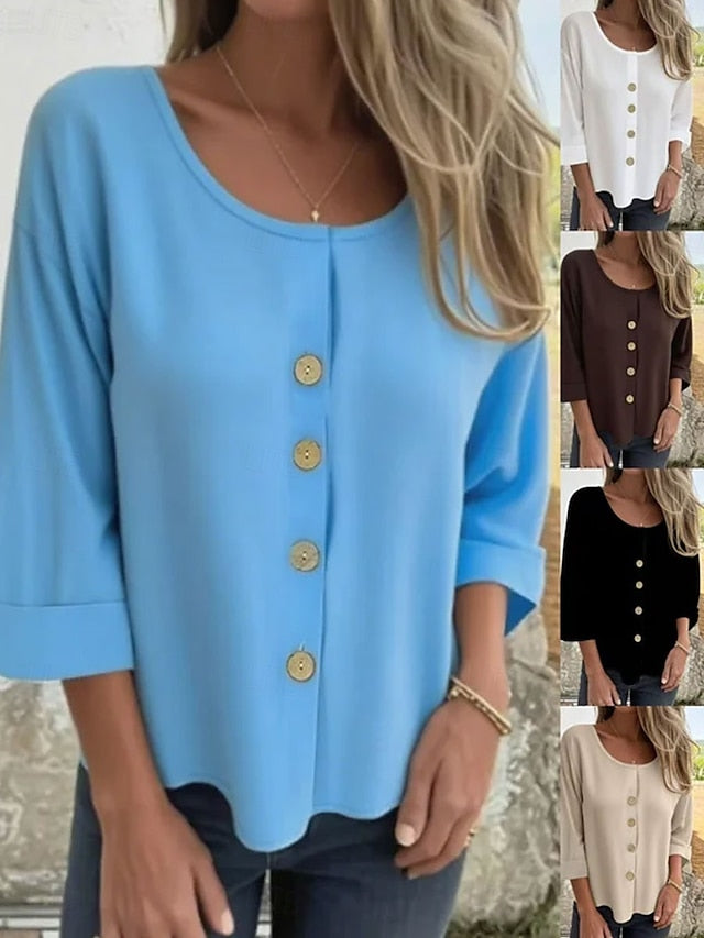 Women's Blouse Solid Color Elegant Stylish Casual Long