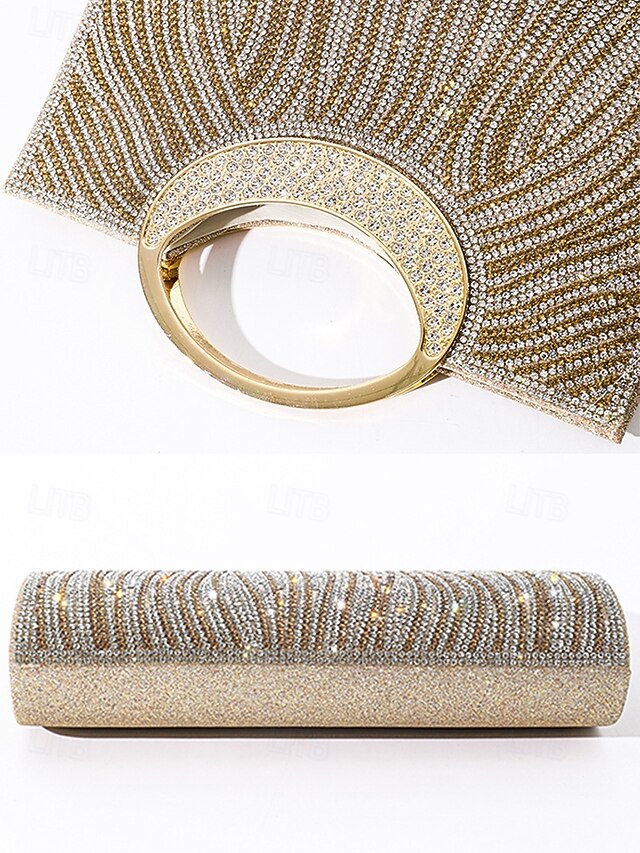 – Round Handle Clutch Evening Women's with Rhinestone Bag