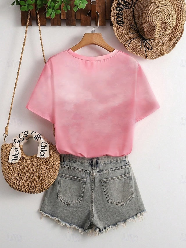Women's T Shirt Print Floral Bird Casual Short Sleeve Round