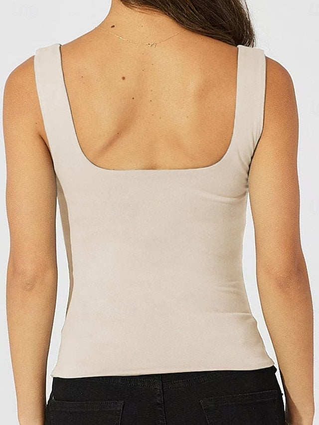 Women's Tank Top Sleeveless Shirt Tee Top Solid Color