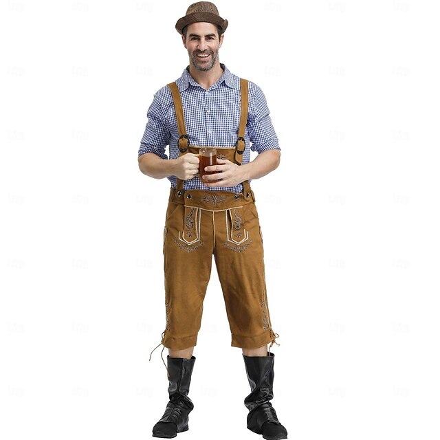 Couples Oktoberfest Beer Costume Blouse Shirt Lederhosen