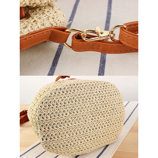 - Drawstring Summer Bucket Bag Woven Women’s Stylish with Tote
