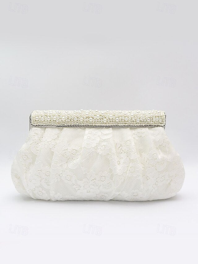 Lace Clutch Women's Black Elegant Bag Beaded Evening with