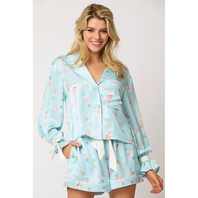 Santa Claus Sleepwear Pajamas Satin Pajama Women's Cosplay