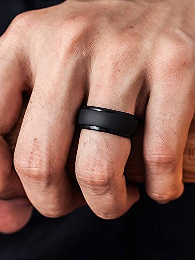 Durable Matte for – Ring Silicone Black Comfortable Men